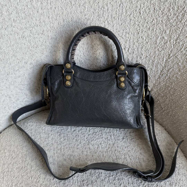 2016 Balenciaga The Mini City Leather Black Bag