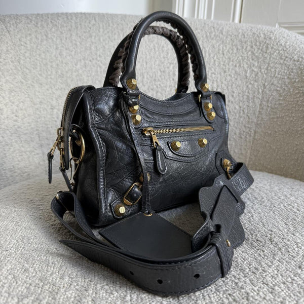 2016 Balenciaga The Mini City Leather Black Bag