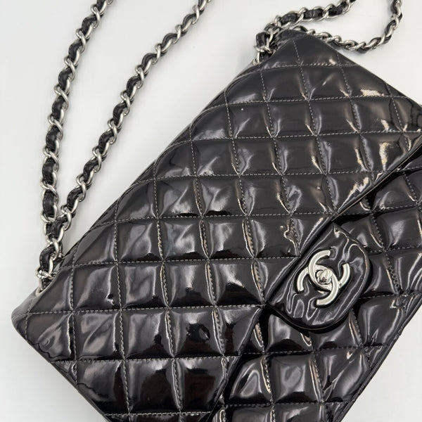 2011 Chanel CC Jumbo Flap Patent Leather Dark Brown Shoulder Bag