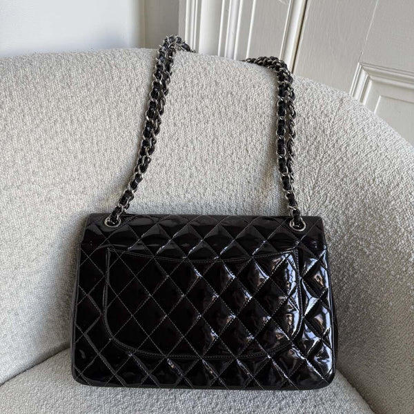 2011 Chanel CC Jumbo Flap Patent Leather Dark Brown Shoulder Bag