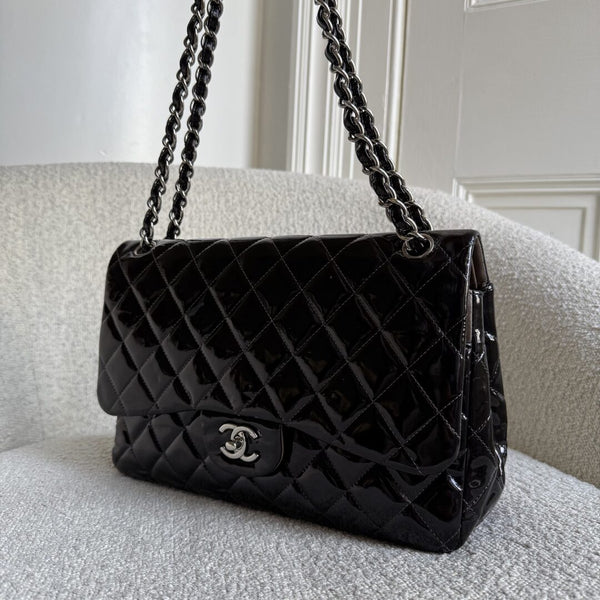 2011 Chanel CC Jumbo Flap Patent Leather Dark Brown Shoulder Bag