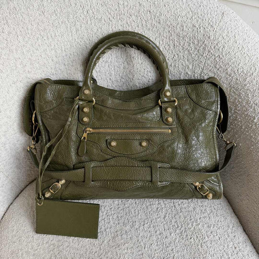 2015 Balenciaga The Giant City Leather Dark Green Bag