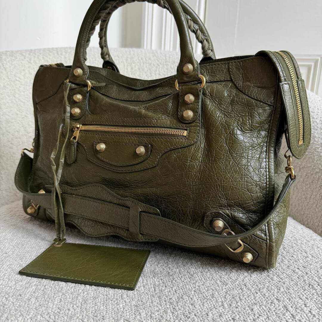 2015 Balenciaga The Giant City Leather Dark Green Bag