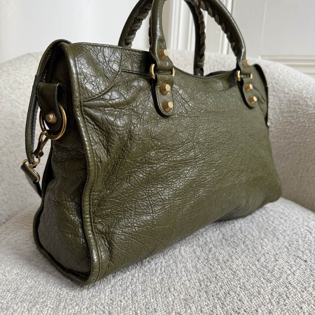 2015 Balenciaga The Giant City Leather Dark Green Bag