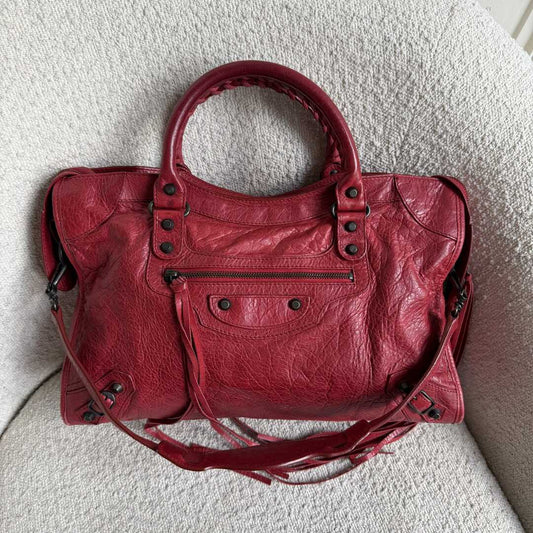 2015 Balenciaga City Leather Red Handbag