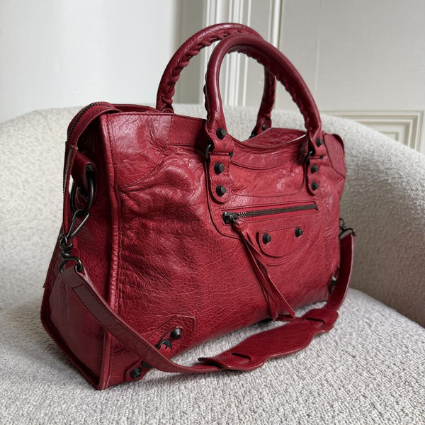 2015 Balenciaga City Leather Red Handbag