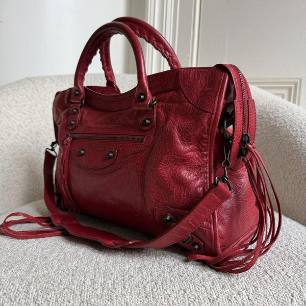 2015 Balenciaga City Leather Red Handbag