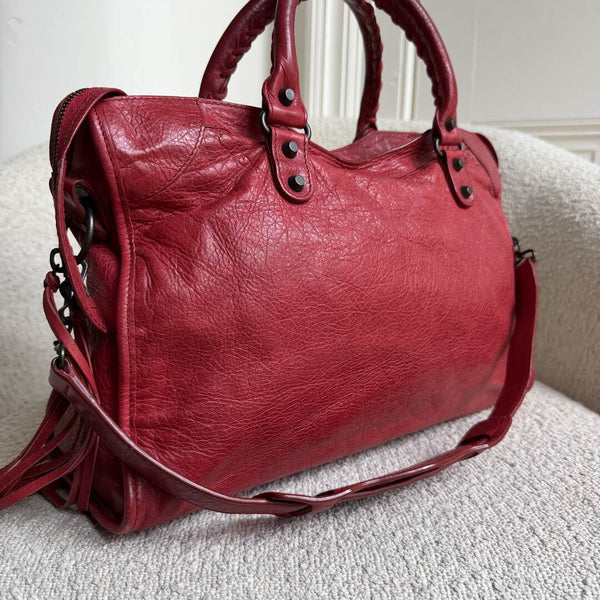 2015 Balenciaga City Leather Red Handbag