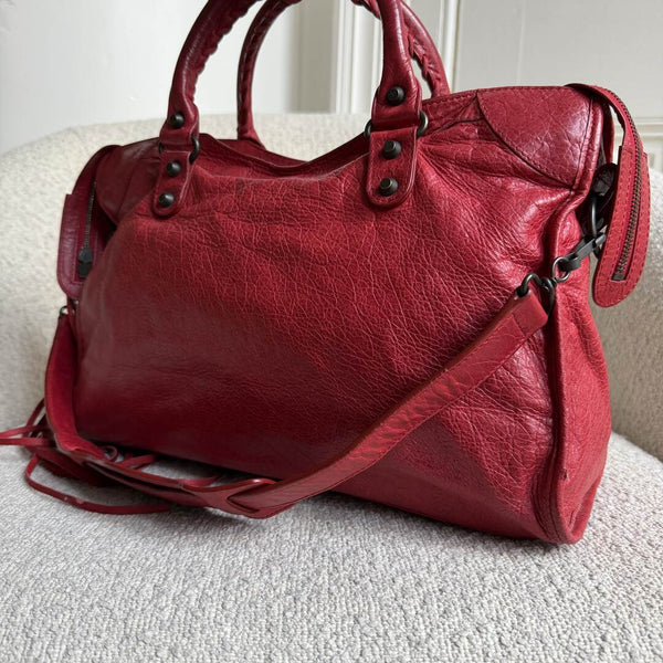 2015 Balenciaga City Leather Red Handbag