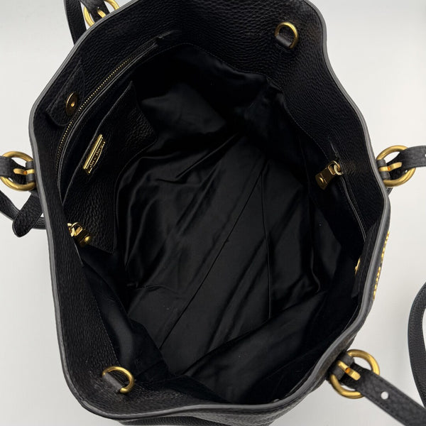 Miu Miu Vitello Black Leather Tote Bag