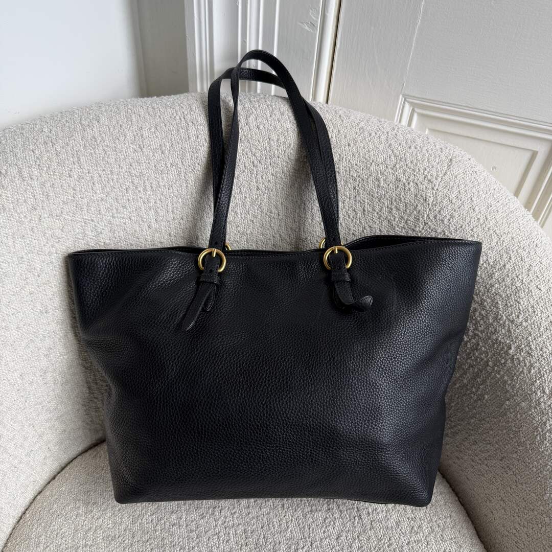 Miu Miu Vitello Black Leather Tote Bag