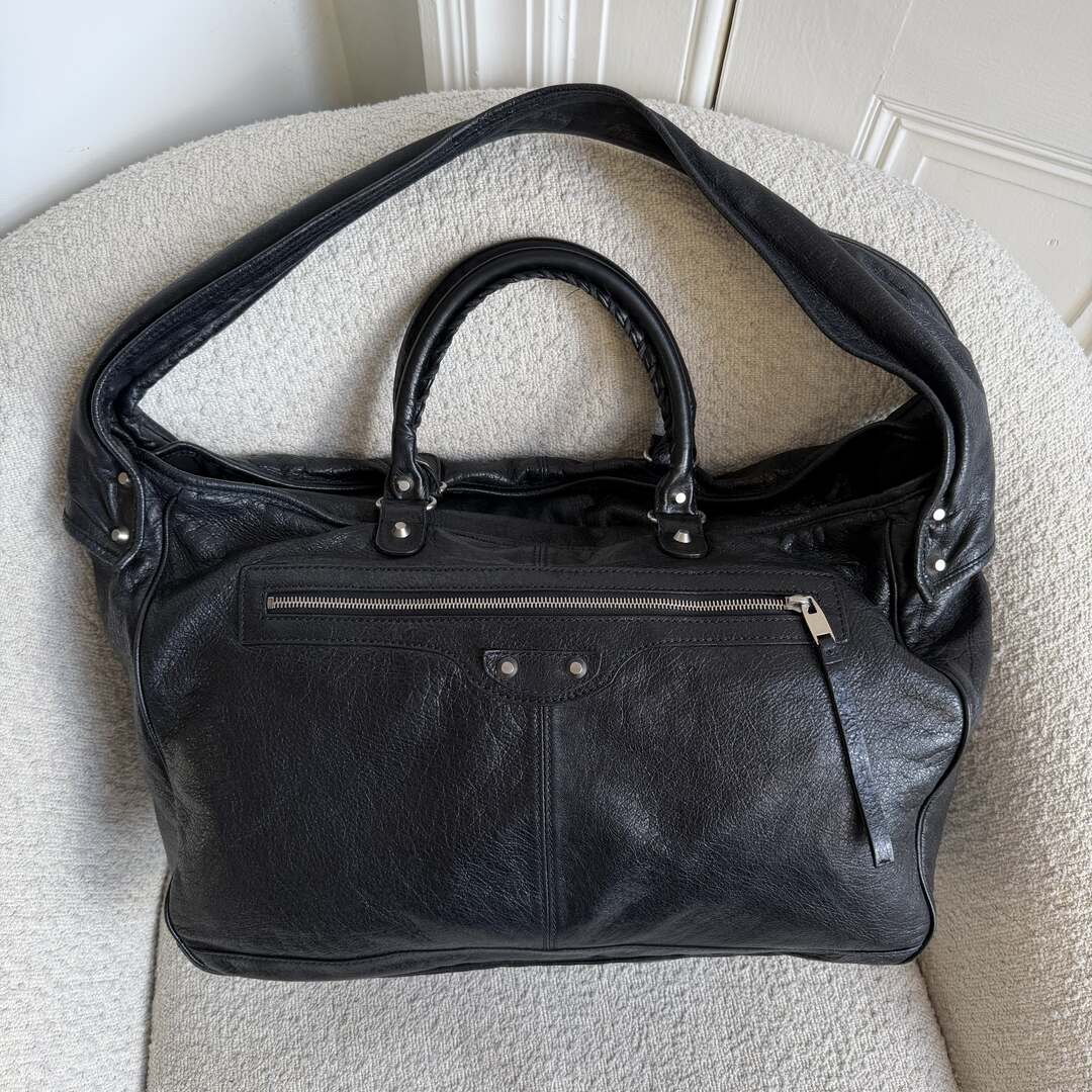 2014 Balenciaga Motocross Classic Bridge Black Leather Bag