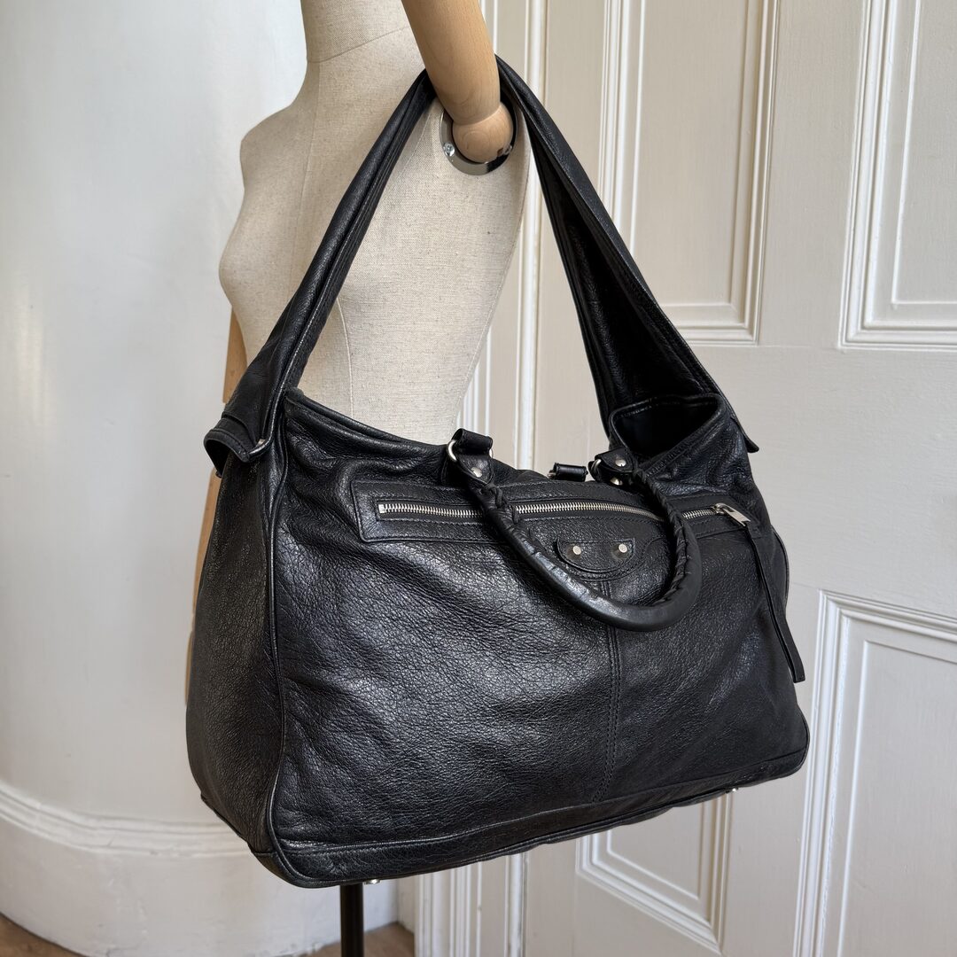 2014 Balenciaga Motocross Classic Bridge Black Leather Bag