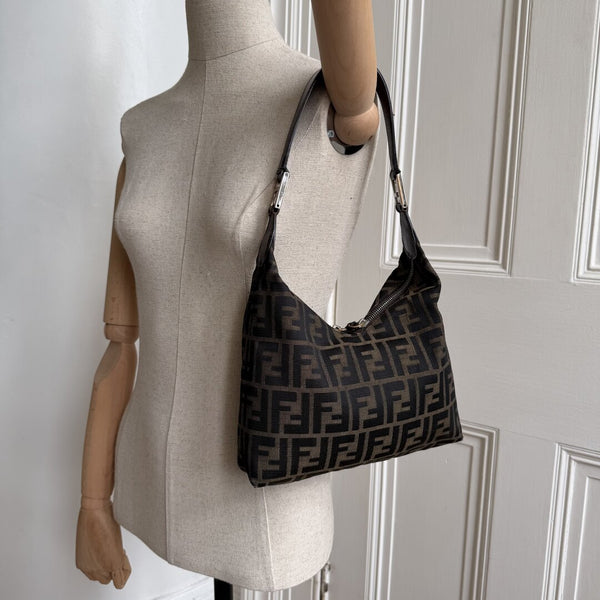 Fendi Zucca Canvas Brown Shoulder Bag