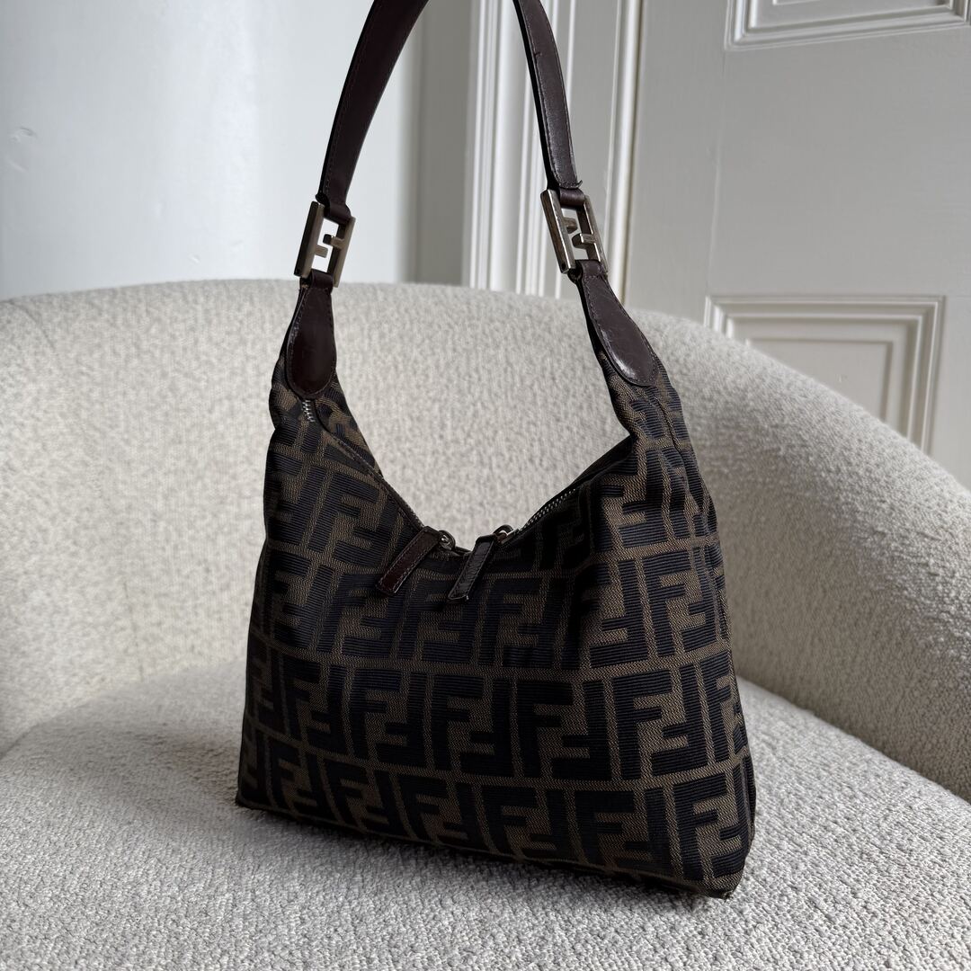 Fendi Zucca Canvas Brown Shoulder Bag