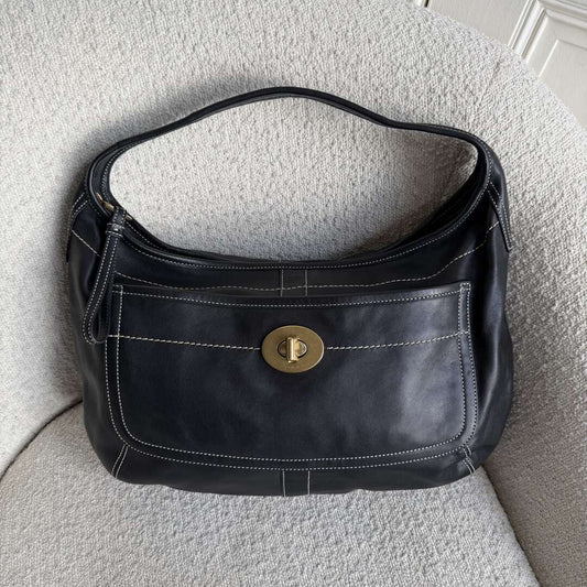 Coach Hobo XL Leather Black Shoulder Bag