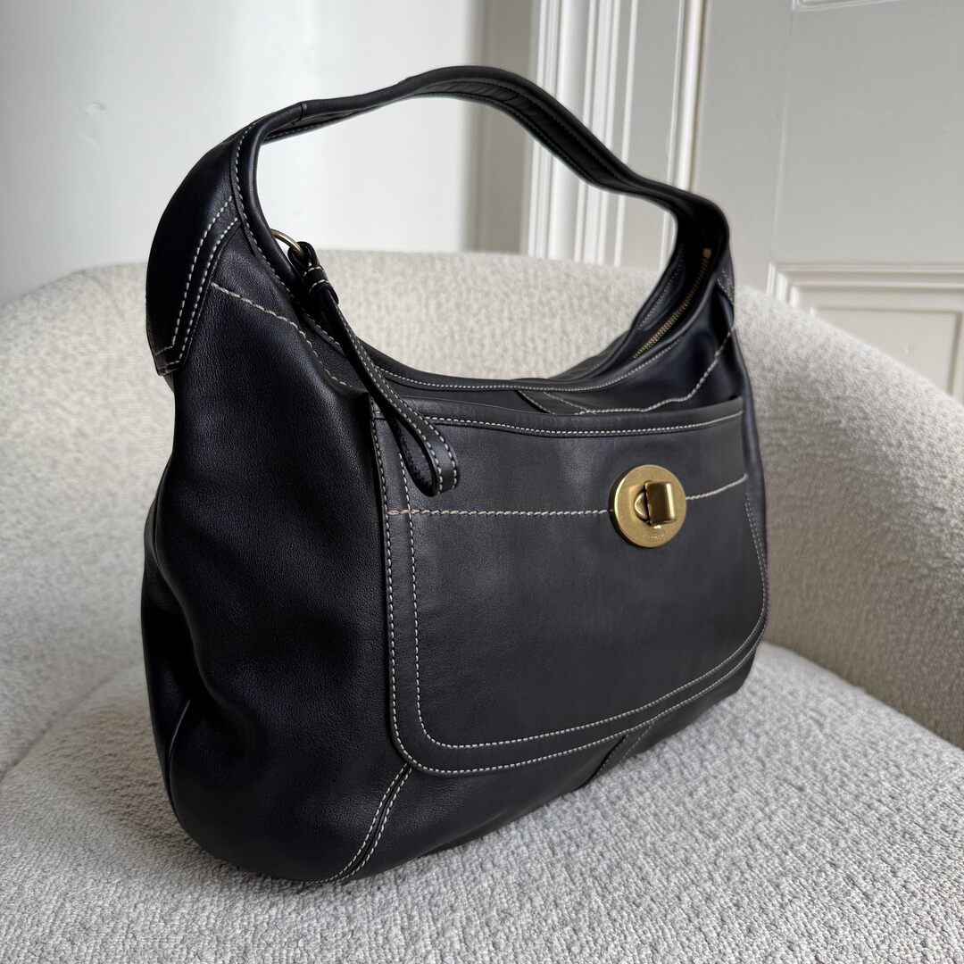 Coach Hobo XL Leather Black Shoulder Bag
