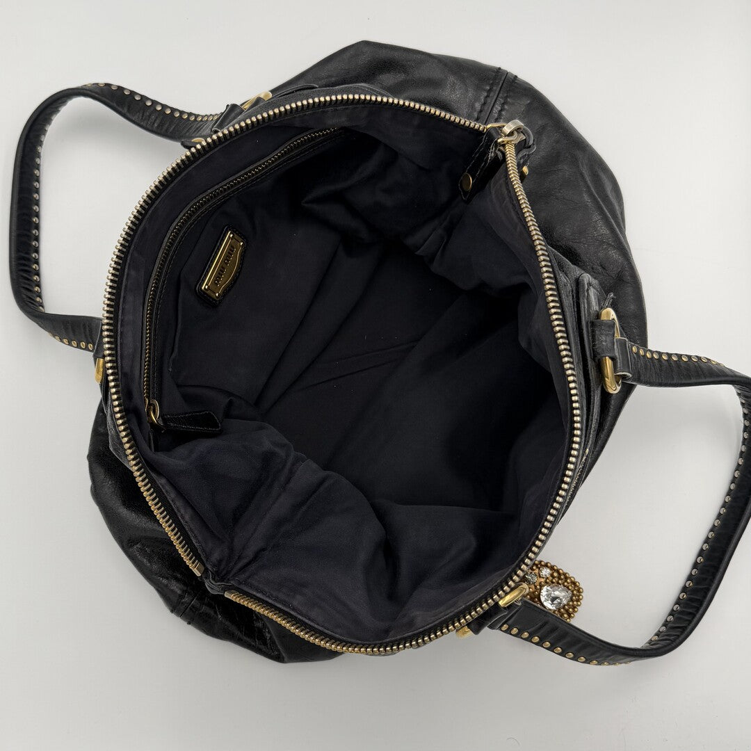 Miu Miu Studded Black Leather Shoulder Bag