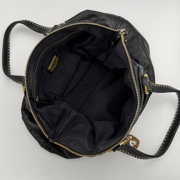 Miu Miu Studded Black Leather Shoulder Bag