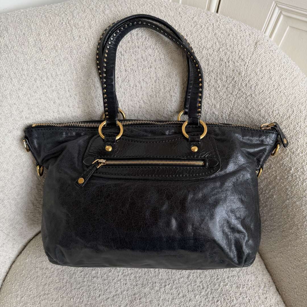 Miu Miu Studded Black Leather Shoulder Bag