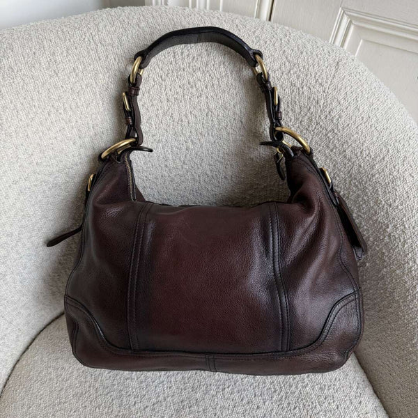 Prada Vitello Daino Brown Leather Shoulder Bag