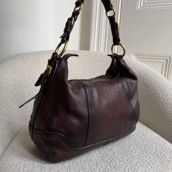 Prada Vitello Daino Brown Leather Shoulder Bag