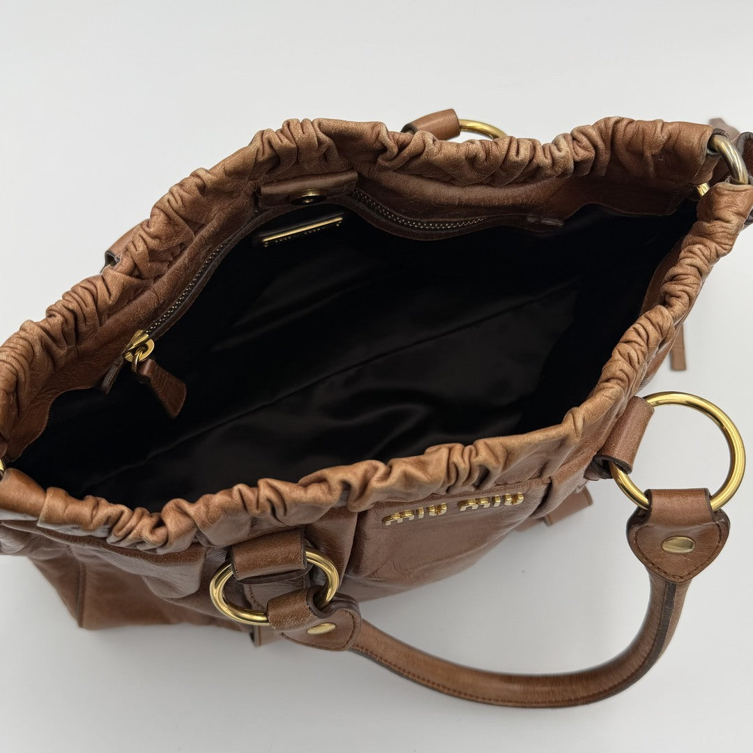Miu Miu Vitello Leather Brown Handbag