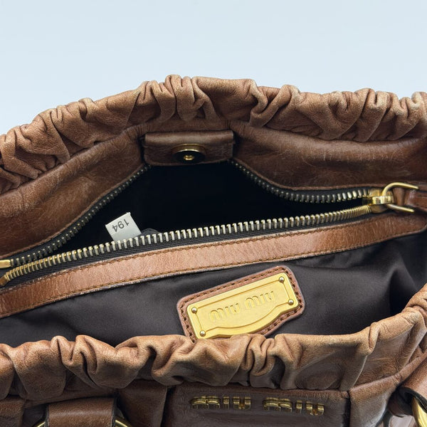 Miu Miu Vitello Leather Brown Handbag