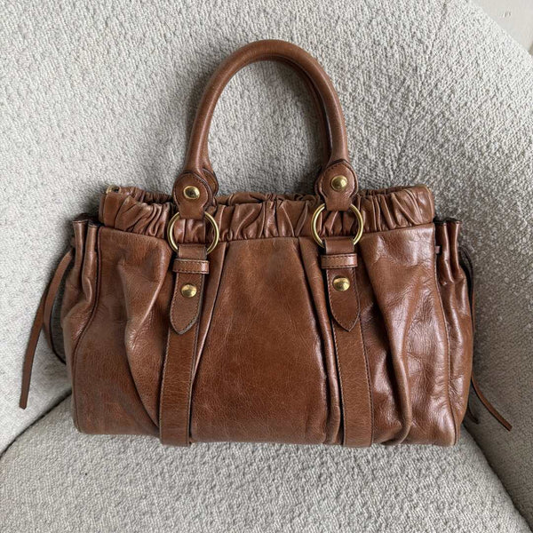 Miu Miu Vitello Leather Brown Handbag