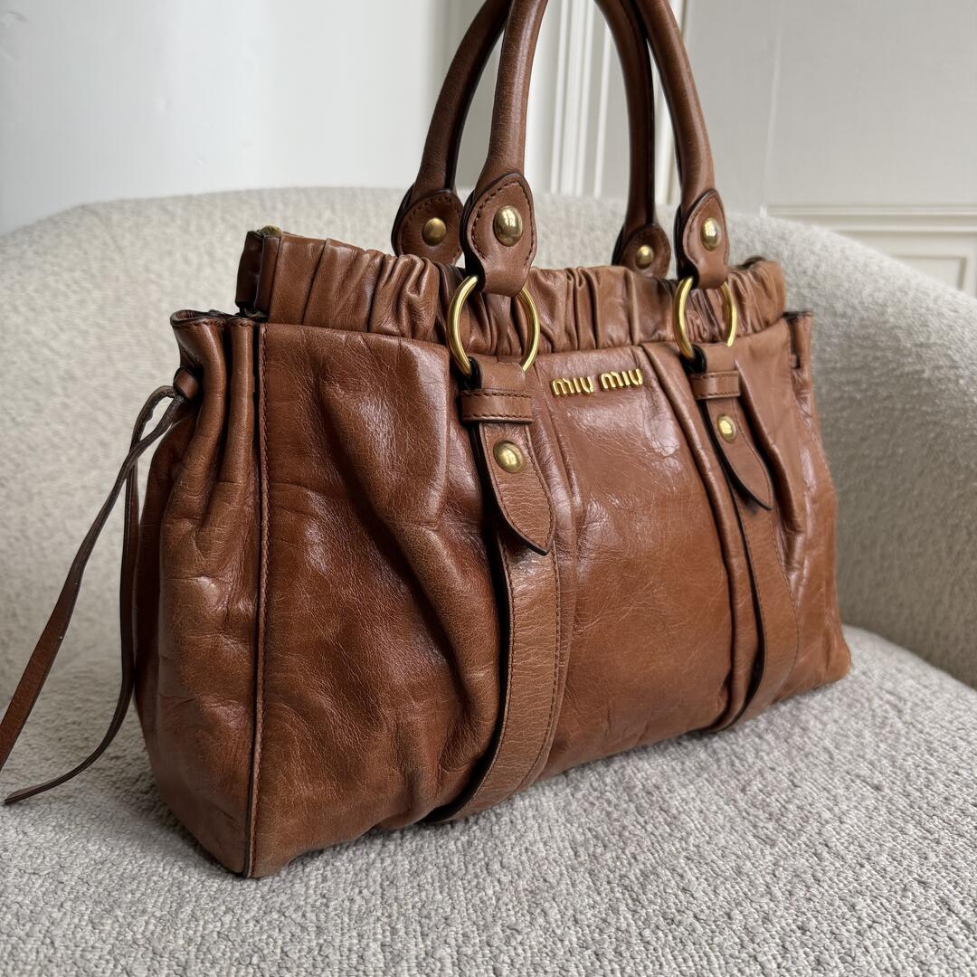 Miu Miu Vitello Leather Brown Handbag