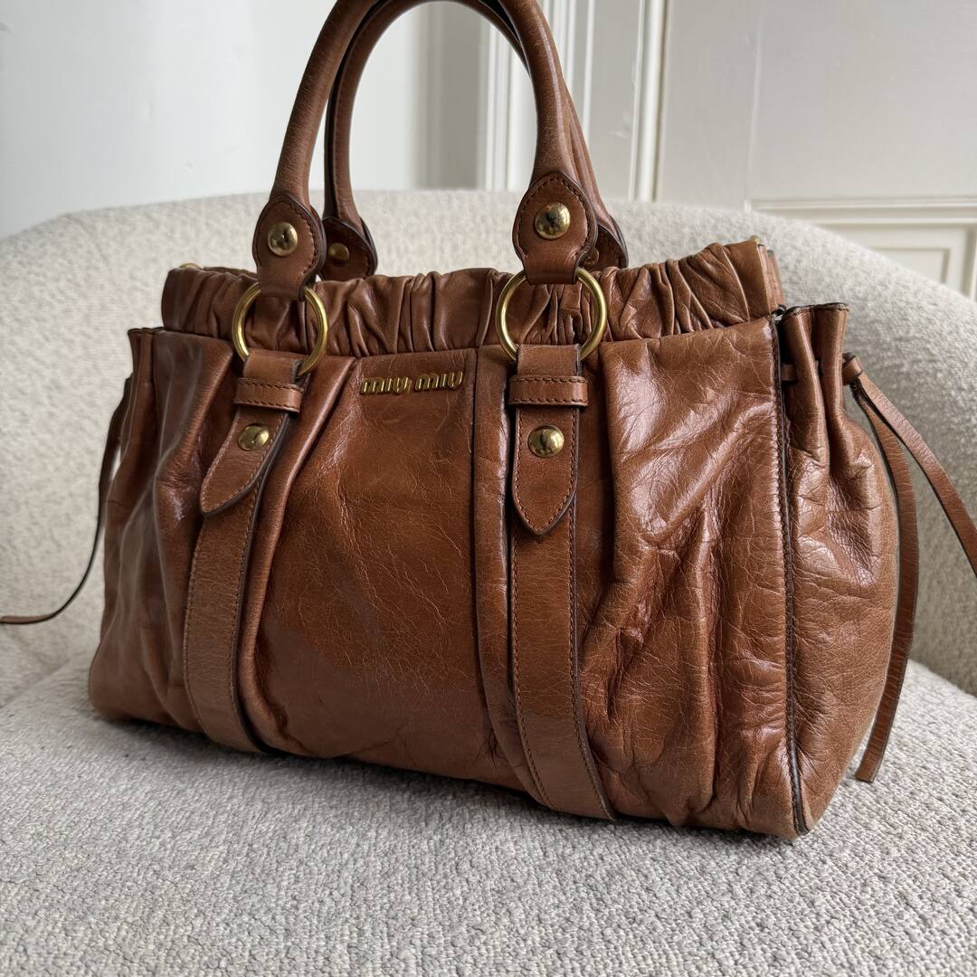Miu Miu Vitello Leather Brown Handbag