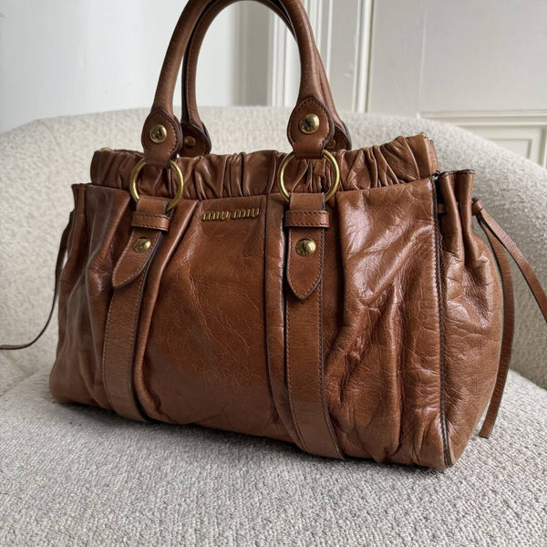 Miu Miu Vitello Leather Brown Handbag