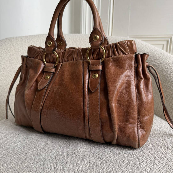 Miu Miu Vitello Leather Brown Handbag