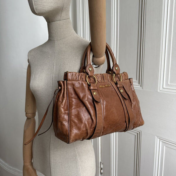 Miu Miu Vitello Leather Brown Handbag