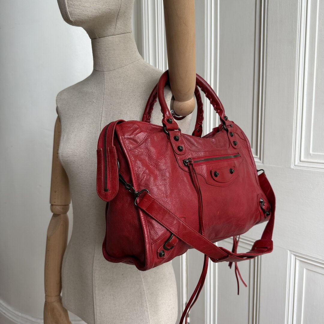 2012 Balenciaga City Leather Red Handbag