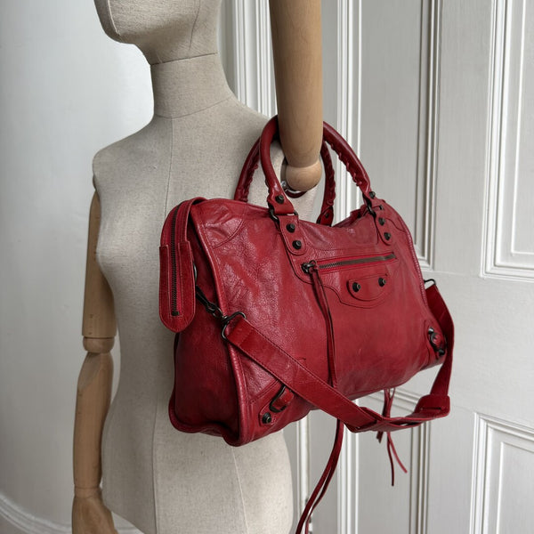 2012 Balenciaga City Leather Red Handbag