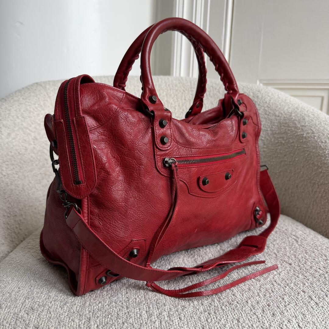 2012 Balenciaga City Leather Red Handbag
