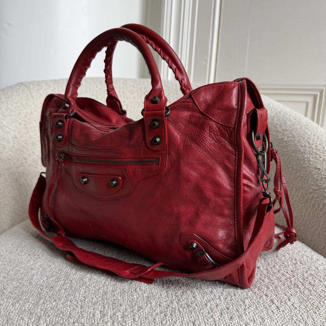 2012 Balenciaga City Leather Red Handbag