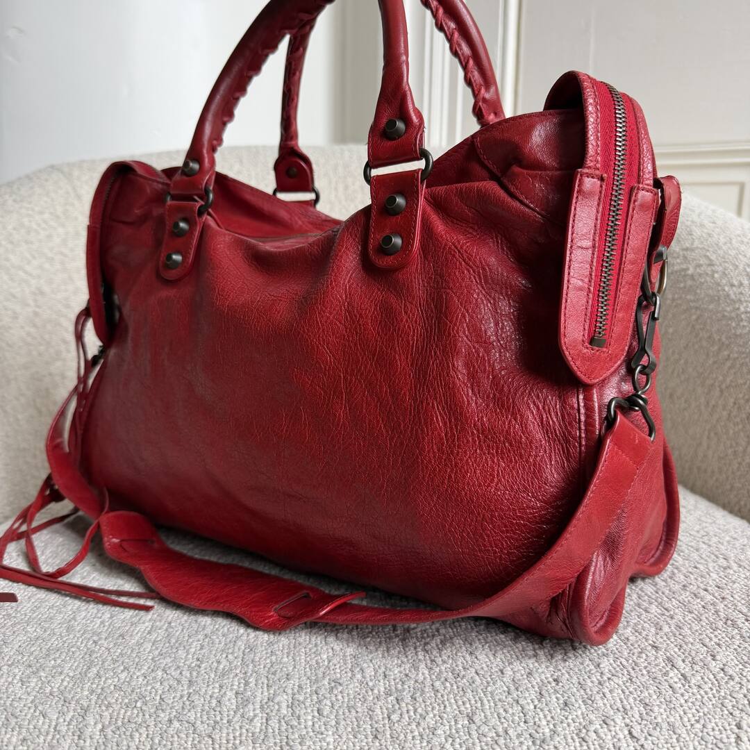 2012 Balenciaga City Leather Red Handbag
