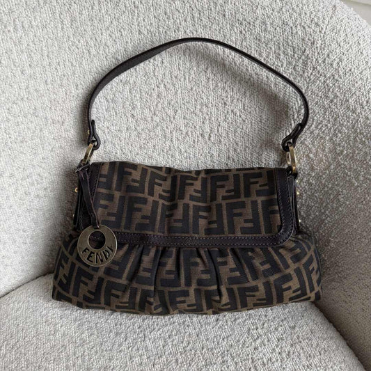 Fendi Zucca Chef Dark Brown Shoulder Bag