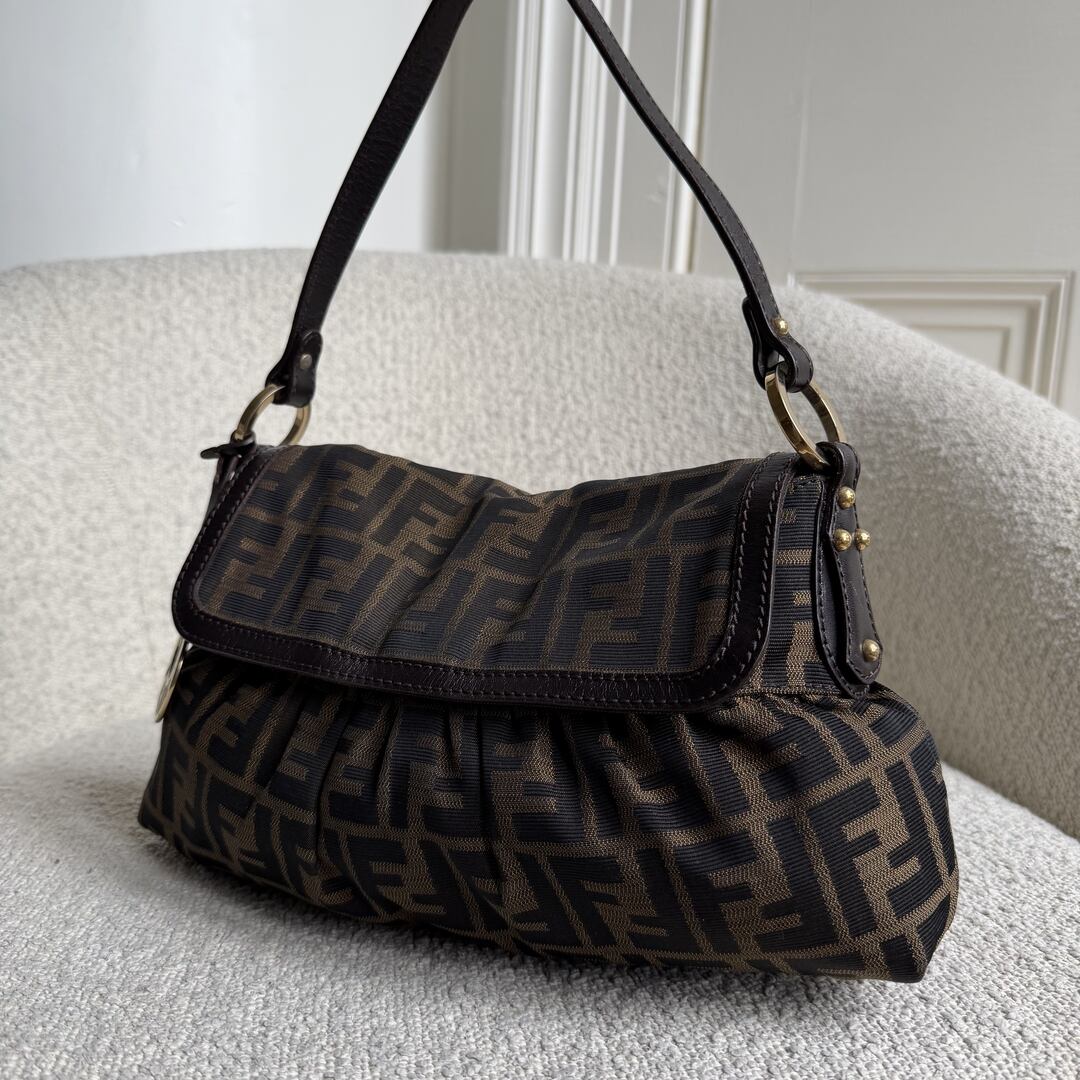 Fendi Zucca Chef Dark Brown Shoulder Bag