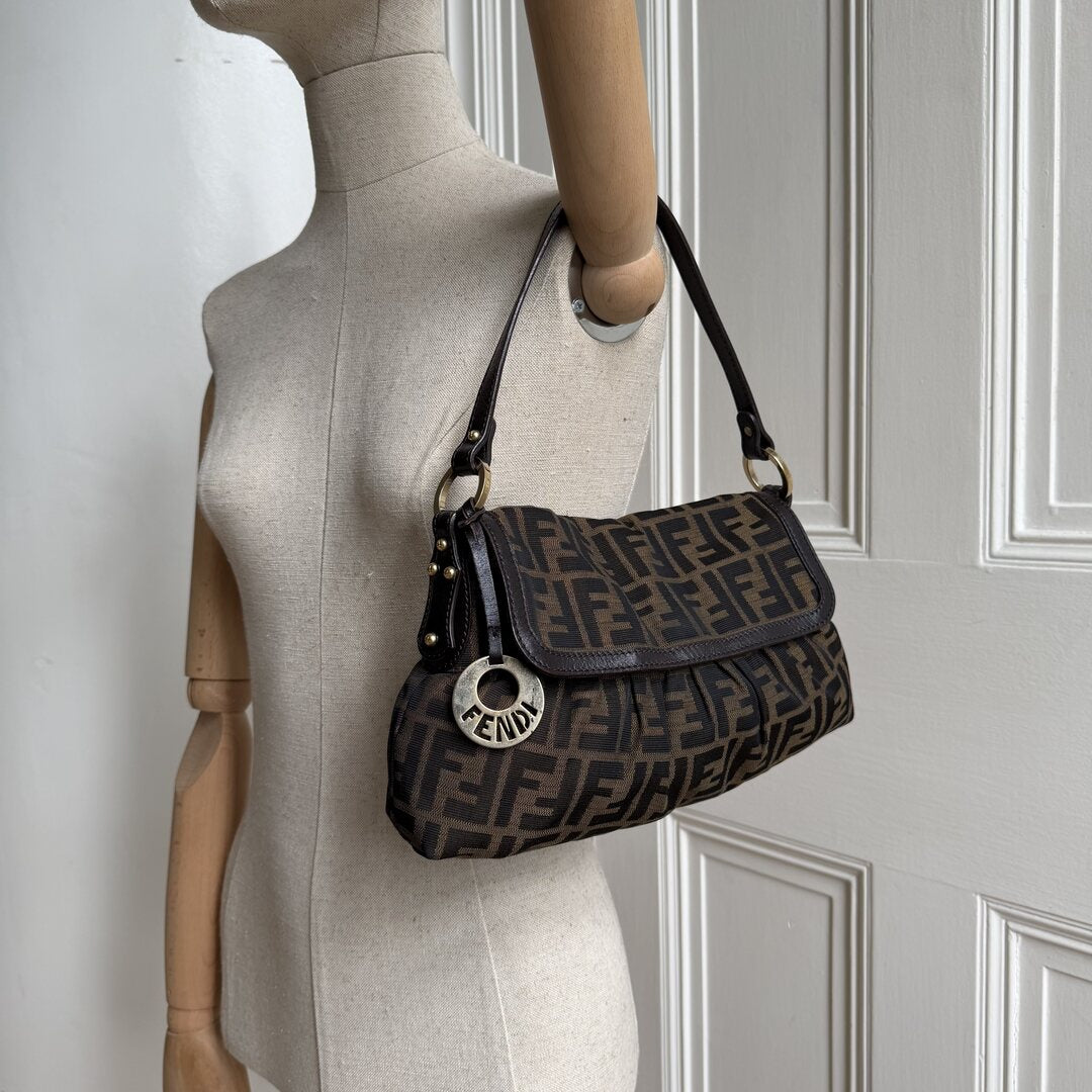 Fendi Zucca Chef Dark Brown Shoulder Bag