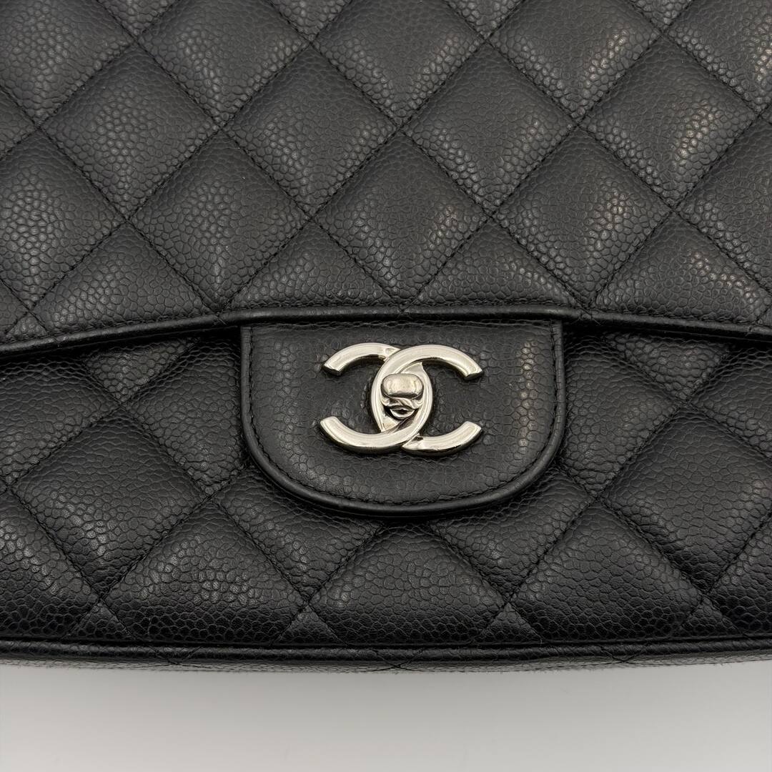 2010 Chanel CC Maxi Classic Caviar Single Flap Black Shoulder Bag