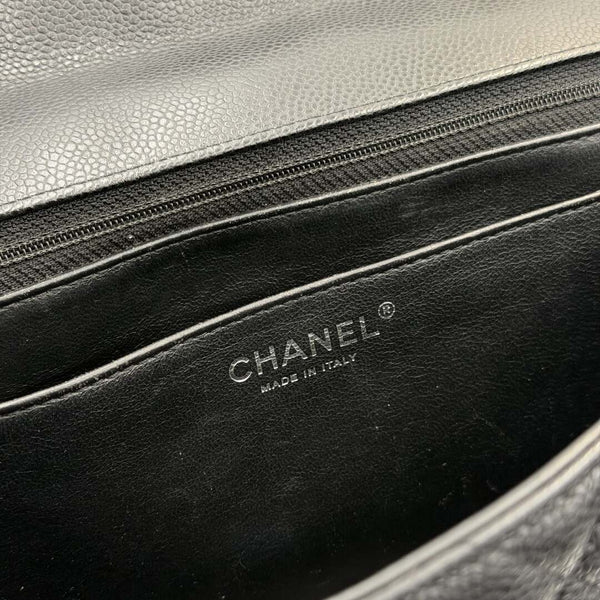2010 Chanel CC Maxi Classic Caviar Single Flap Black Shoulder Bag
