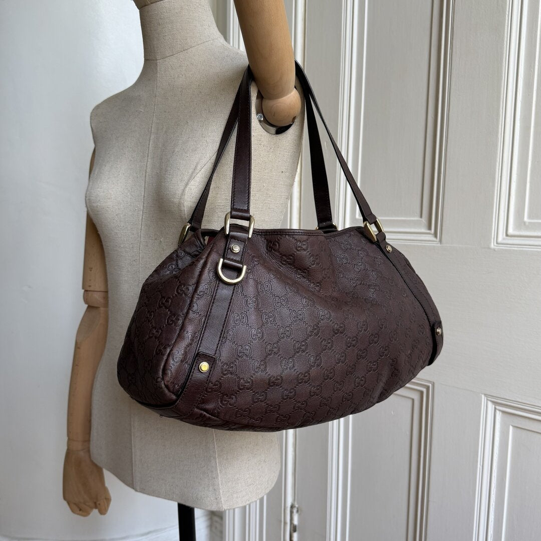 Gucci Guccissima Abbey Leather Brown Tote Bag