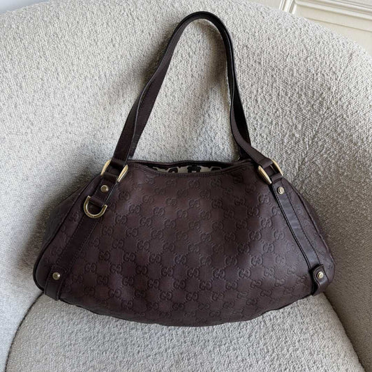 Gucci Guccissima Abbey Leather Brown Tote Bag