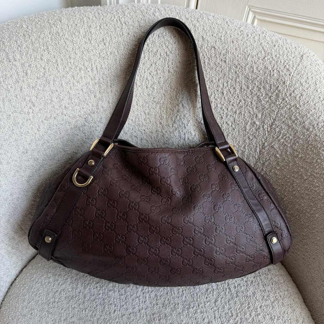 Gucci Guccissima Abbey Leather Brown Tote Bag
