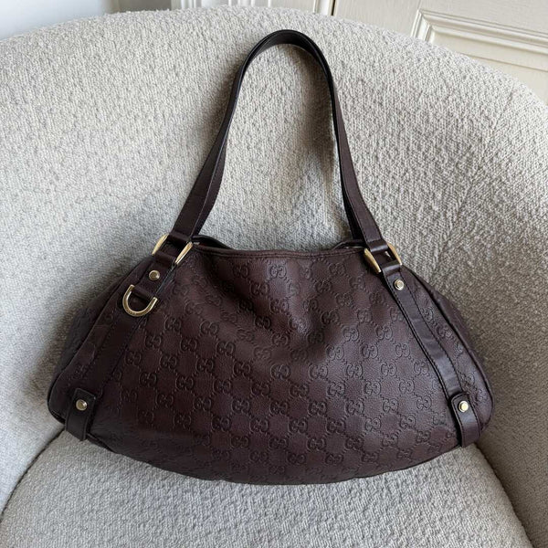 Gucci Guccissima Abbey Leather Brown Tote Bag