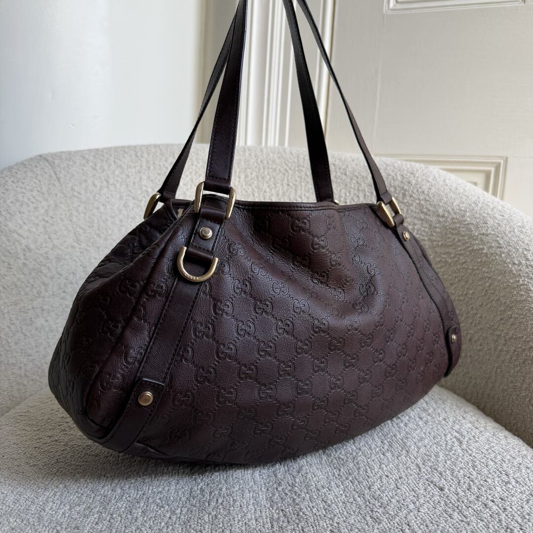 Gucci Guccissima Abbey Leather Brown Tote Bag