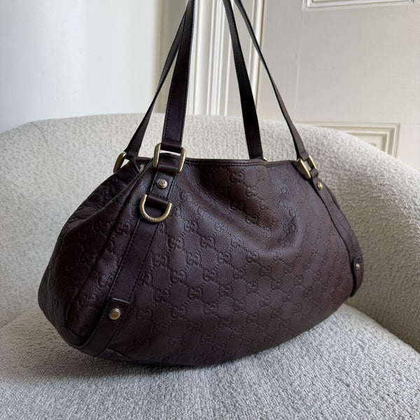 Gucci Guccissima Abbey Leather Brown Tote Bag